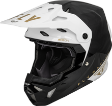 Load image into Gallery viewer, FLY RACING FORMULA CP SLANT HELMET BLACK/WHITE/GOLD