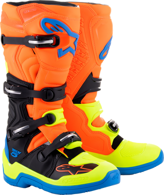 ALPINESTARS TECH 5 BOOTS ORANGE/BLUE/YELLOW/BLACK