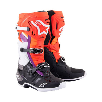 ALPINESTARS TECH 10 BOOTS BLK/FLO RED/FLO ORG/WHT