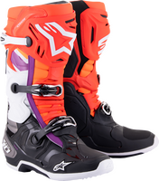 ALPINESTARS TECH 10 BOOTS BLACK/RED FLUO/ FLO ORG